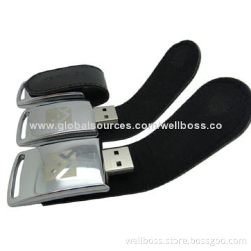Leather USB Flash Drive with Up to 32GB Memory Capacity and Plug-and-play FunctionNew